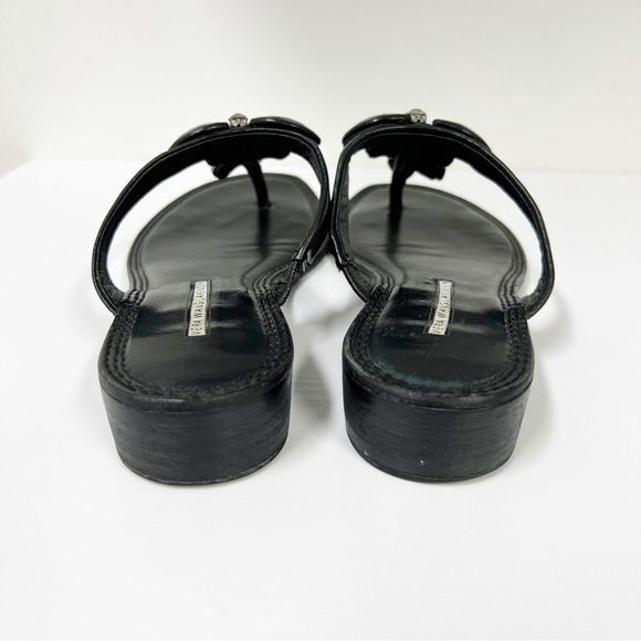 Vera Wang Lavender Leather Sandals 8.5 Black Rhinestone - Picture 5 of 9